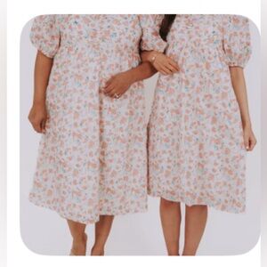 Floral Print Dress- 2XL-Smocked Back